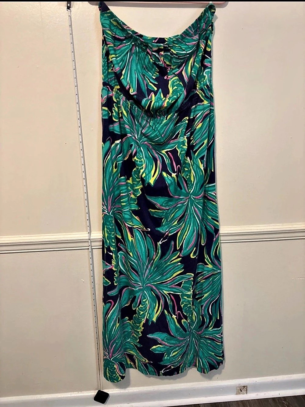 Lilly Pulitzer Noa Strapless Maxi Dress Green & Blue Size XL